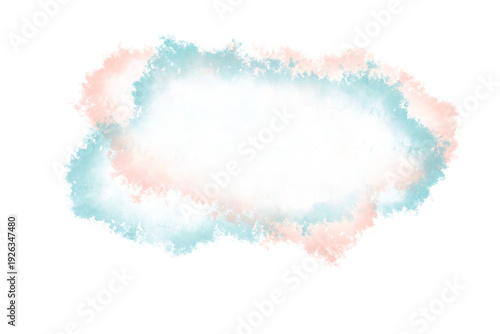 Pastel watercolor cloud texture decorative background design on transparent. PNG. Copy space