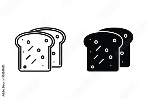 Two Slices of Bread Icon for Breakfast and Bakery Concepts