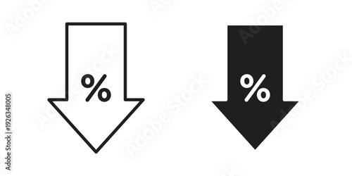 Percent down icons with different styles. Vector logo illustration simple design.