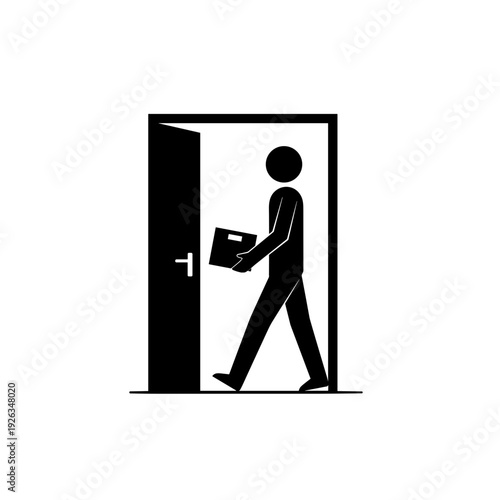 silhouette person walking out of office carrying box job loss emotional impact career change concept unemployment  