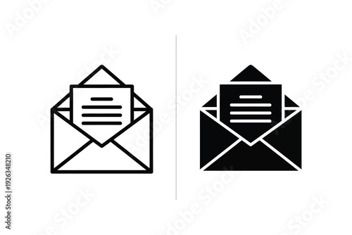 Open Envelope Icon with Letter - Email and Communication Symbol