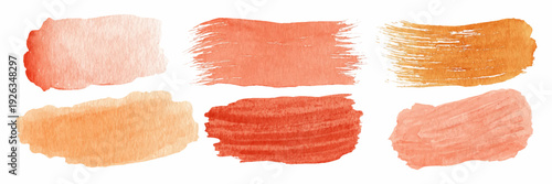 Delicate pastel splash in coral and salmon hues with gentle brush strokes, abstract shapes, and soft gradients creating dreamy backgrounds for elegant design projects. Vector illustration.