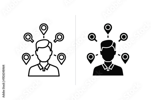 Person Surrounded by Location Pins - Networking and Global Reach