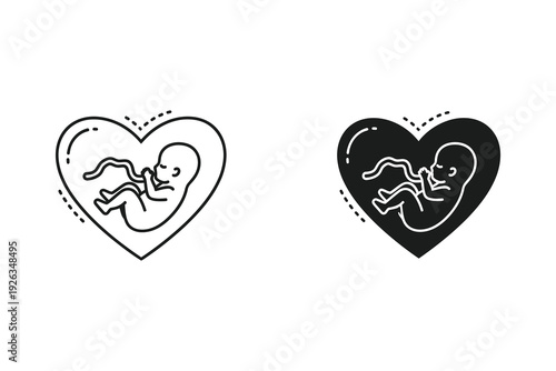 Fetus in Heart Icon - Pregnancy, Love, and New Life Symbol