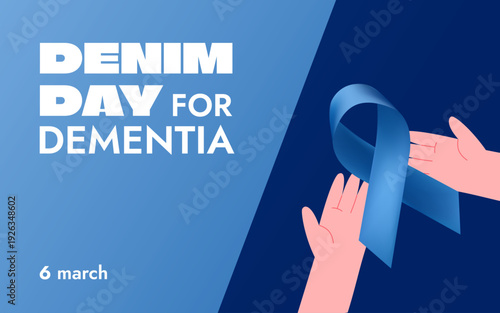 Denim day for dementia horizontal web banner, poster, social issue, illness, support, health, vector illustration