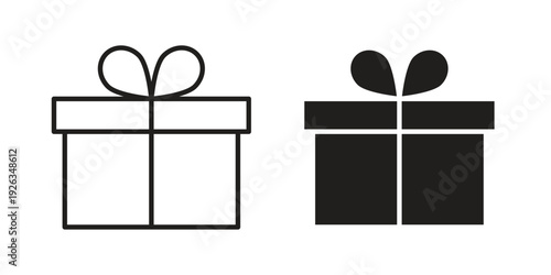 Present gift box icons with different styles. Vector logo illustration simple design.