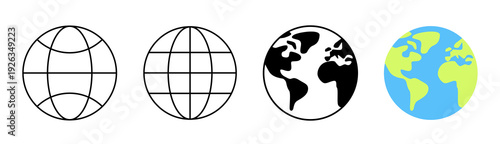 Globe, earth, world. Globe Line Editable Icons. Map location and navigation icons for web and mobile app. Vector illustration