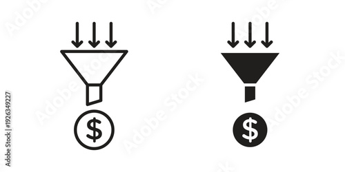 Sales funnel icons with different styles. Vector logo illustration simple design.