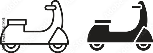 Scooter bike icons with different styles. Vector logo illustration simple design.