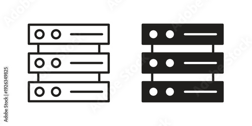 Server rack icons with different styles. Vector logo illustration simple design.