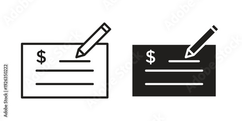 Signing cheque icons with different styles. Vector logo illustration simple design.