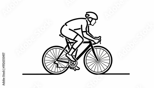 Vector Line Art Of A Cyclist Riding A Road Bike