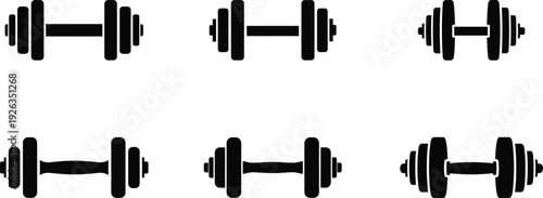 dumbbell icon silhouette on white background