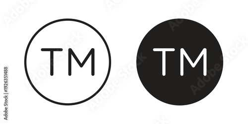 TM trademark icons with different styles. Vector logo illustration simple design.