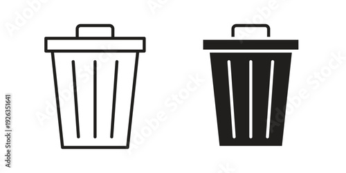 Trash icons with different styles. Vector logo illustration simple design.