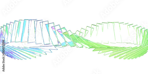 A 3D vector illustration of a blue DNA strand on a white background featuring a green growth arrow and financial chart pattern to represent a successful business market concept