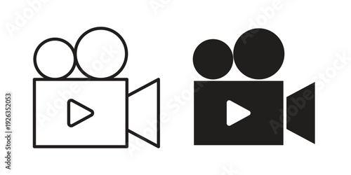 Video camera icons with different styles. Vector logo illustration simple design.