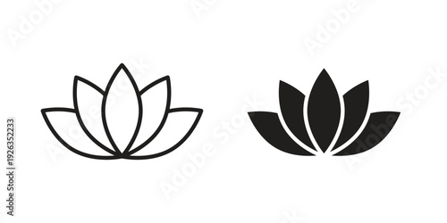 Water lily icons with different styles. Vector logo illustration simple design.