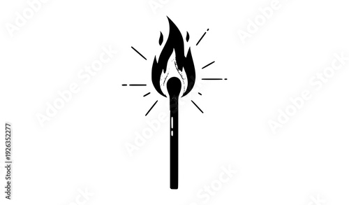 Burning Match Stick Spark Concept Flat Vector
