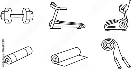 set of fitness equipment icons