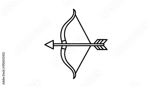 Archery Bow Arrow Line Icon Vector Illustration