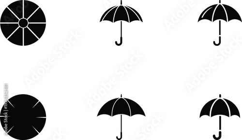 umbrella icons set silhouette on white background