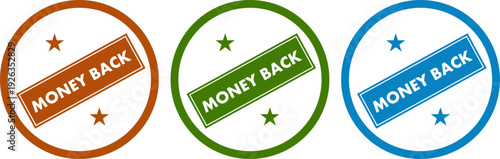 money back badge stamp set vector isolated on white background