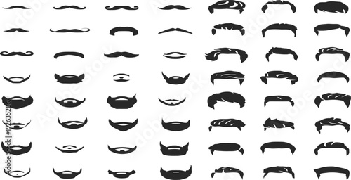 Set of 40 mustache icons vector