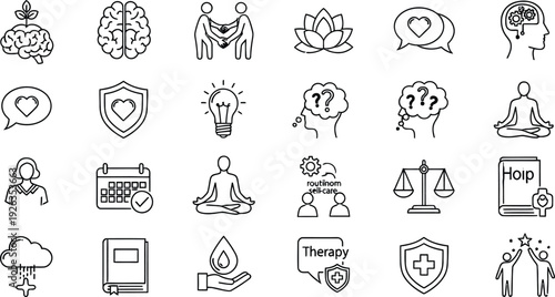 set of different icons of women