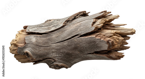 Rustic Weathered Wood Piece Isolated on Black - Nature and Material Photography