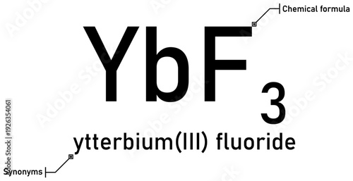 Ytterbium (III) fluoride chemical formula with callout titles