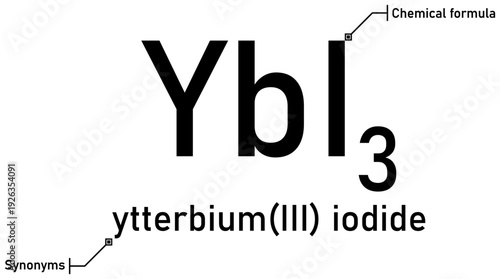 Ytterbium (III) iodide chemical formula with callout titles