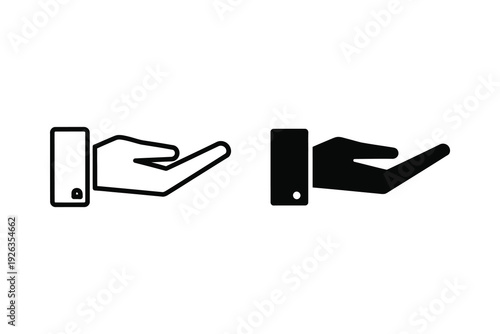 Hand Offering or Receiving Icon in Line and Solid Styles for Support and Charity