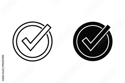 Checkbox or Tick Mark Icon in Line and Solid Styles for Confirmation and Success