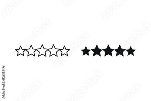 Star Rating Icons: Outline and Filled for Feedback and Review