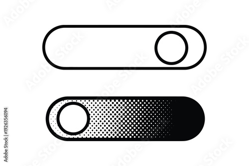 Oval Toggle Switch Icons: Settings Controls in Outline and Filled Styles