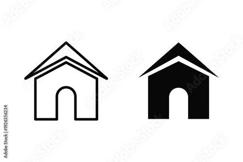 Outline and Solid House Icons with Archways