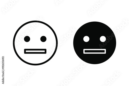 Neutral Face Icon - Emotionless Expression for Surveys and Feedback