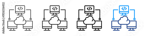 Distributed Computing Icon Different Style Outline Collection Set.