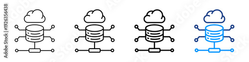 Database Server Icon Different Style Outline Collection Set.