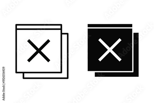 Outline and Solid Closed Window or Tab Icons