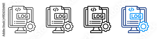 System Log Icon Different Style Outline Collection Set.