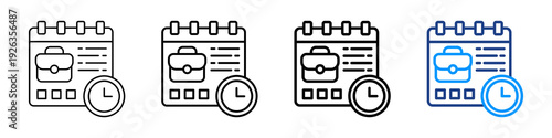Job Scheduling Icon Different Style Outline Collection Set.