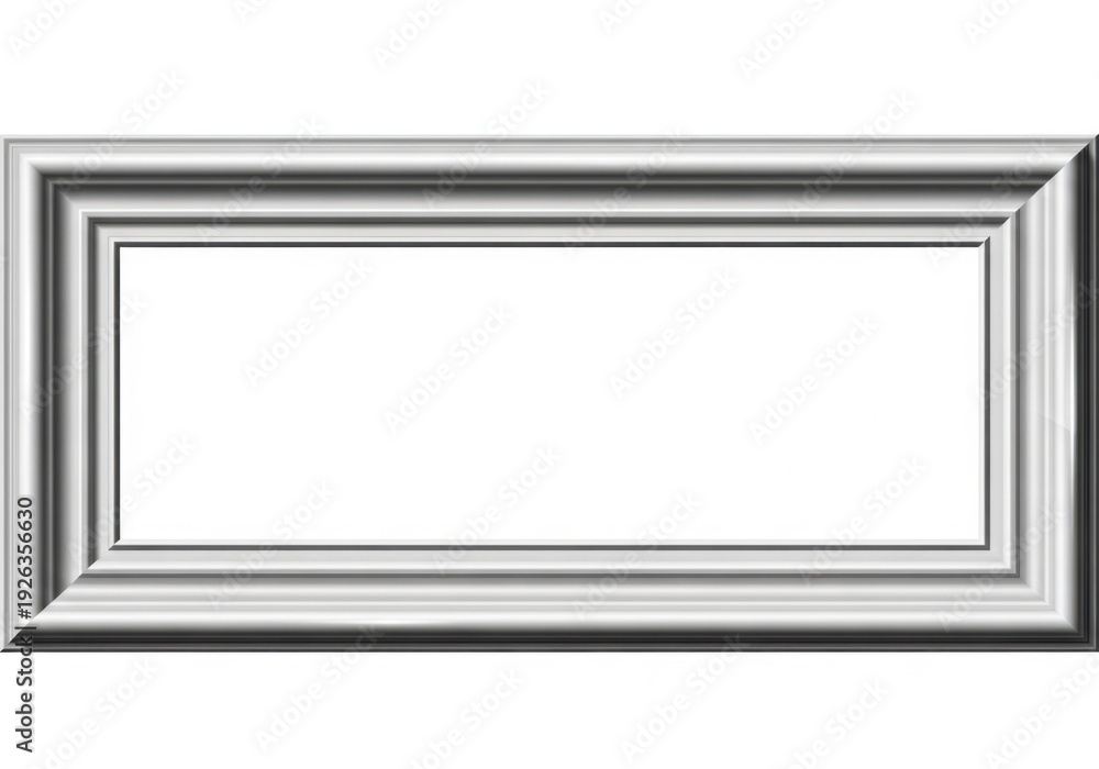 Obraz premium Silver picture frame with empty space isolated on white background