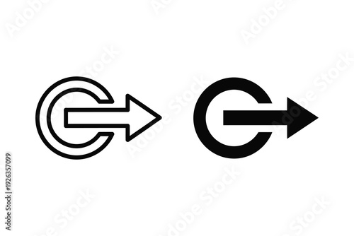 Logout or Exit Icon with Arrow Pointing Out of a Circle for Web Navigation