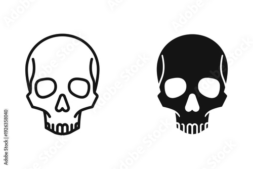 Skull Icons: Danger, Warning, and Death Symbols in Outline and Solid