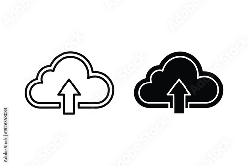 Cloud Upload Icons: Data Transfer, Storage, and Online Sync Symbols