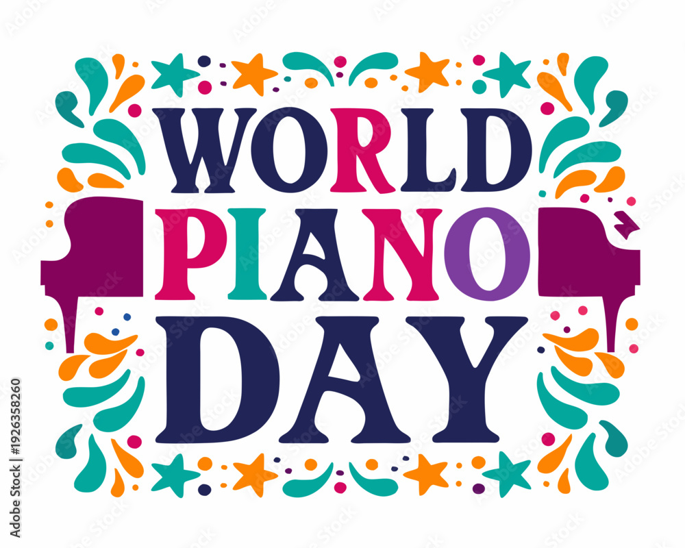 Fototapeta premium WORLD PIANO DAY vector illustration isolated on white background