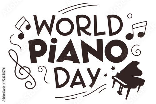 WORLD PIANO DAY vector illustration isolated on white background