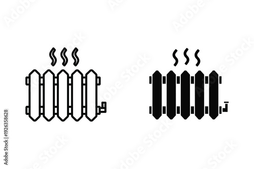 Heating Radiator Icon Vector - Warmth and Home Heating System Symbol